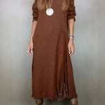 Retro knitted slit two-piece long skirt