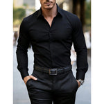 KZZ Men's solid color long-sleeved formal casual business shirt