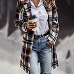 Nadorine Casual Plaid Long Sleeve Flannel Coat Button Down Fall Jacket Shacket