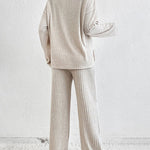 Loungewear Sets Casual Comfort Soft Split Hem Sweater & Wide Leg Pants