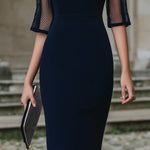 Mesh Panel Tailored Midi Dress