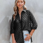 Nadorine Long Sleeve Button Up Shirt Summer Sheer Tulle Top for Women Casual Loose Business Casual 2026 | Under