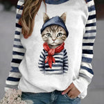 Winter Funny Cute Wonderland Clothing Cat Print Sweatshirt