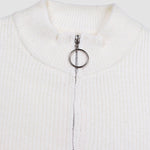 Striped Pattern Quarter Zipper Drop Shoulder Sweater Pullover