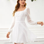 Unity Polka Dot Lantern Sleeve Ruched Chest Dress