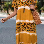 Gradient Leopard Print Casual Midi Dress