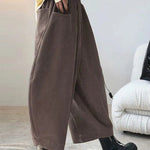 Harem Pants Wide Leg Elasticity Solid Color Split-Joint Pants Trousers