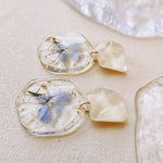 Pressed Flower Earrings - Epoxy Vintage Blue Romantic