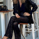 Sequined Draped Trousers