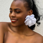 Solid Color Three-Dimensional Flower Drop Earrings