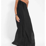 Sleeveless Asymmetrical Off-Shoulder Slit Dress