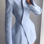 Shes Timeless V-neck Single Button Long Sleeve Waisted Blazer