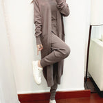 Nadorine Women's Chic Three Piece Set Knitted Solid Lounge Suit Cardigan Sweater + Jogger Pants+ Sleeveless Tank Top