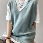 Simple 9 Colors V-Neck Loose Sleeveless Vest
