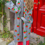 Fashion Fruit Print Long Coat Cherry Trench Coat