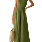 Sexy Sling Waist Pocket Straight Sleeveless Jumpsuit
