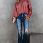 Nadorine Ruffle Long Sleeve T-Shirt Crewneck Top for Women Cute Summer Casual 2026 | Under $40