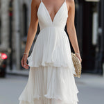 Tiered V-Neck Spaghetti Strap Maxi Dress