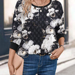 Nadorine Casual Floral Print Long Sleeve Pullover Sweatshirt