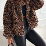 Retro leopard print plush short coat