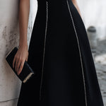 Sleeveless A-Line Midi Dress With Chain-Trim Seams