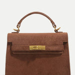 Suede metal clasp handbag Kelly bag