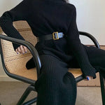 Solid Color Knitted Two Piece Casual Loose Loungewear Knit Sweater&Pants Set