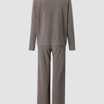 Two Piece Sweatsuit Lone Sleeve Knit Sweater Wide Leg Pants Outfits Loungewear Set