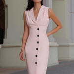 Sleeveless Tailored Button-Front Midi Dress