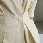 Long Sleeves Loose Buttoned Solid Color Lapel Midi Dresses