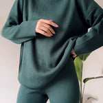 Nadorine Chic Turtleneck Top and Slim Trousers Two-piece Set