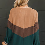 Medium Grey Color Block Corded Tunic Long Sleeve Top