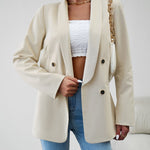 Nadorine Casual Blazers Double Breasted Long Sleeve Work Office Blazer Jacket