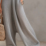Bohemian Style Halter-neck Knitted Jumpsuit