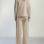 Loungewear Sets Contrast Side Seam Drop Shoulder Pullover & Sweatpants