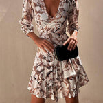Vibrant Voyage Unique Print Half Sleeve Elastic Waist Tiered Mini Dress