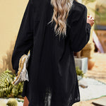 Nadorine Solid Color Long Sleeve Slit Shirt Top for Women Casual Work Office Loose Fit 2026 | Under