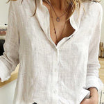 Casual Solid Button Shirt Collar Blouse