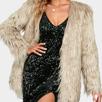 Women's Long Sleeve Fluffy Faux Fur Warm Coat