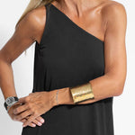 Elegant Solid Color One Shoulder Maxi Dress