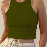 Round Neck Basic Racerback Ribbed Tank Top