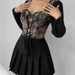Sexy Long Sleeve Print Drawing Vest