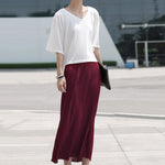 Casual Solid Color Elasticity Waist Pleated Skirts