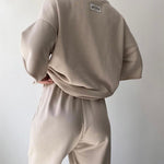 Two Piece Outfits Casual Lounge Sets Round Neck T-shirt Pullover with Pocket Joggers