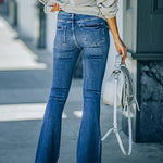 Stretch Flared Denim Trousers