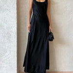Silky U-Neck Sleeveless Tank Dress Long Slip Dress
