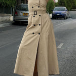 A-Line Loose Belted Buttoned Pockets Tube Maxi Dresses