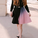 ROMANCE THAT WOWS PLEATED BELTED KNIT DRESS
