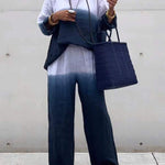 Women's Cotton and Linen Gradient Two-piece Set
