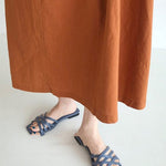 Loose Cotton Linen Dress Long Sleeveless Knee Tank Dress